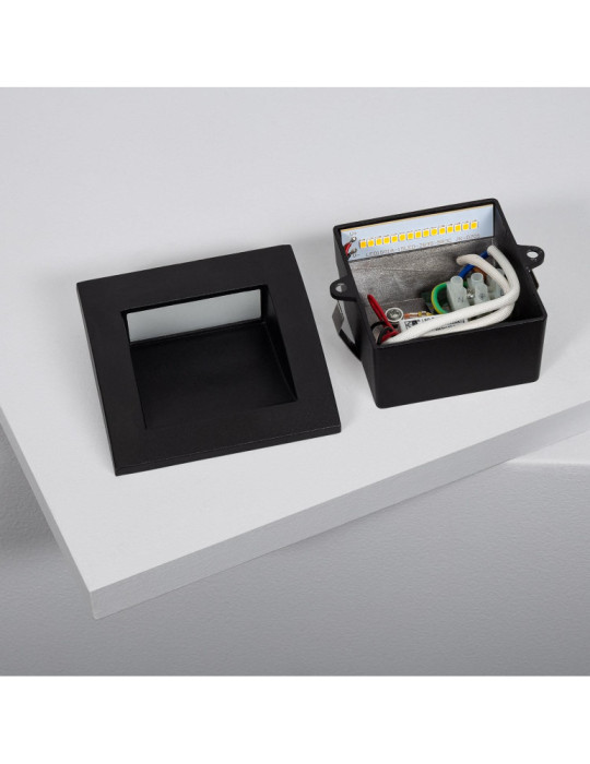 Balise LED Extérieure 4W Encastrable au Mur Carrée Leif Noire