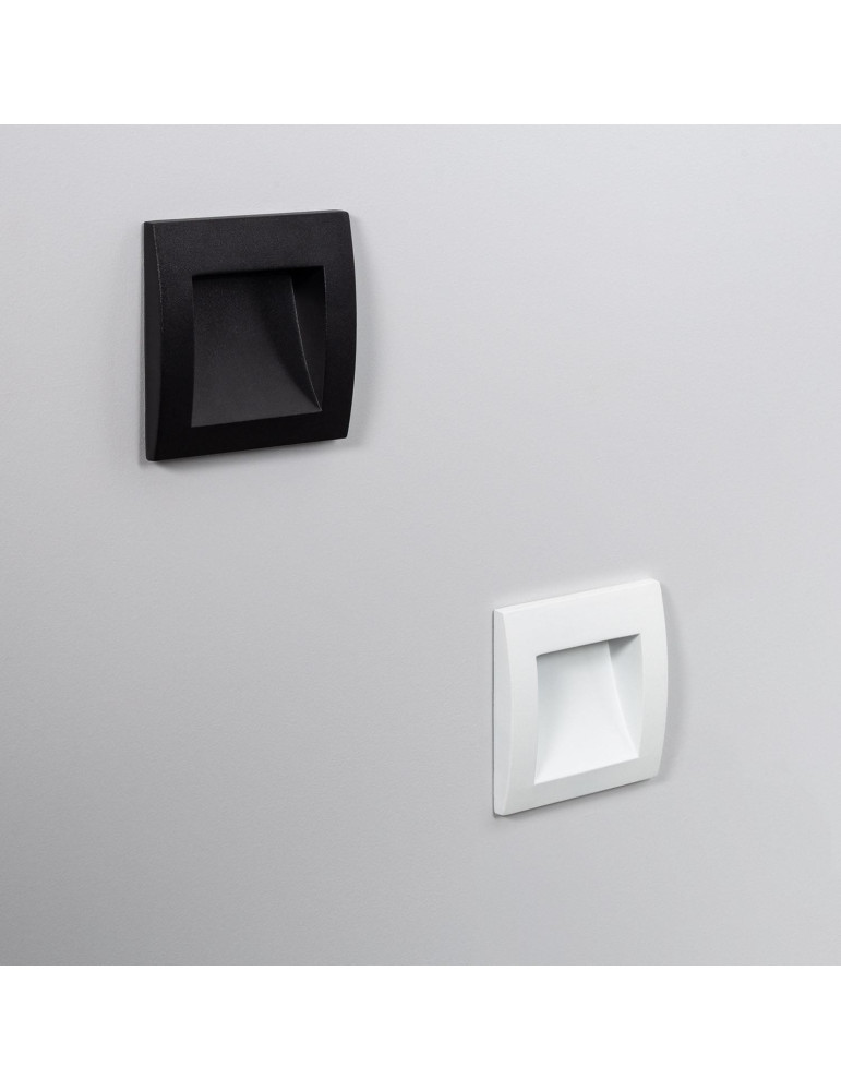 Balise LED Extérieure 4W Encastrable au Mur Carrée Leif Noire