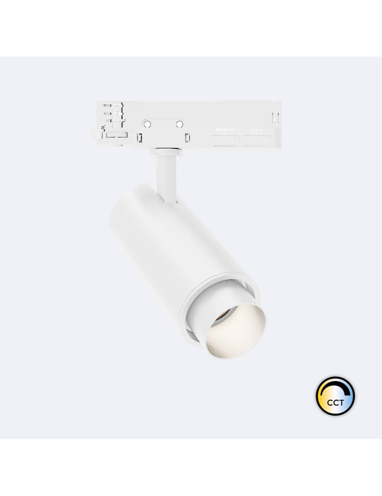 Spot LED Fasano Cylindre 30W pour Rail Triphasé CCT Dimmable DALI Blanc Spot LED Fasano Cylindre 30W pour Rail Triphasé CCT Dimmable DALI Blanc