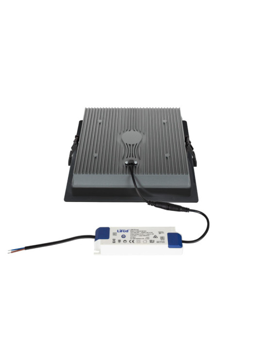 Downlight LED 25W Carré SAMSUNG Aero 130 lm/W Microprismatique LIFUD Coupe 165x165 mm Noir