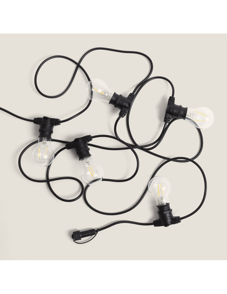 Kit Guirlande Lumineuse Extérieure IP44 5m Noir + 5 Ampoules LED Filament B22 2W