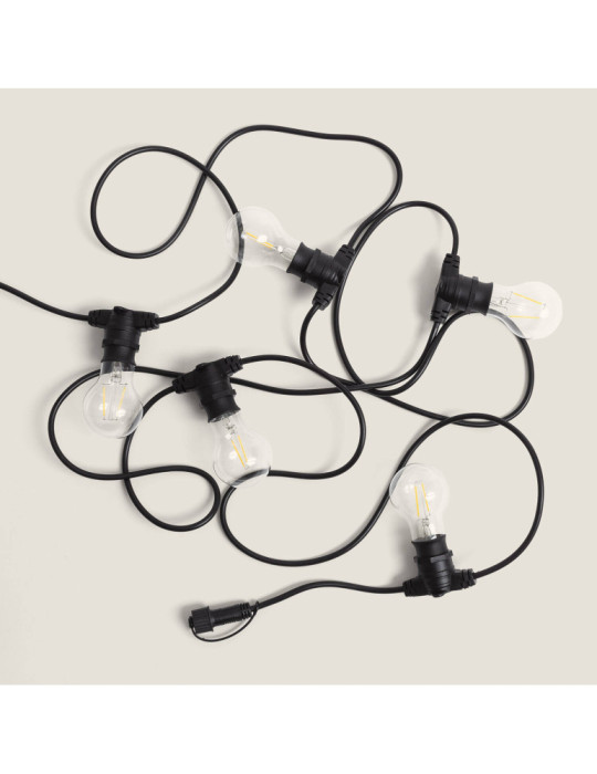 Kit Guirlande Lumineuse Extérieure IP44 5m Noir + 5 Ampoules LED Filament B22 2W