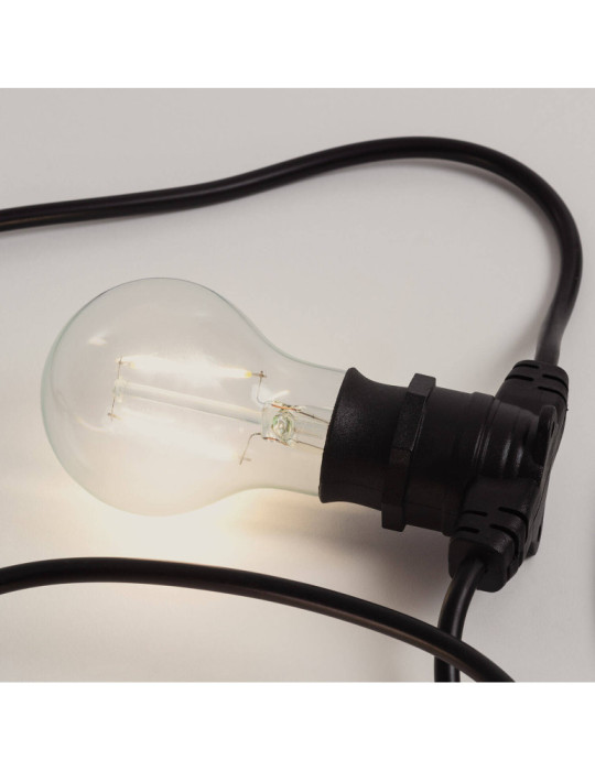 Kit Guirlande Lumineuse Extérieure IP44 5m Noir + 5 Ampoules LED Filament B22 2W