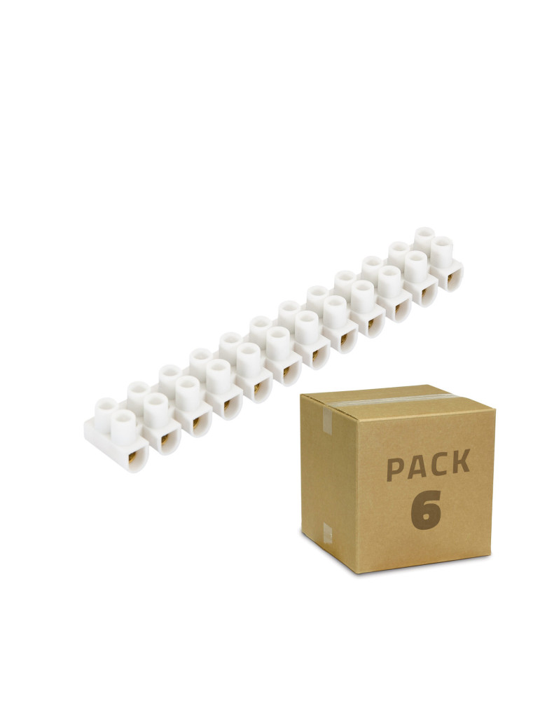Pack 6 unidades de Clema Regleta de 12 Conectores de Cable Eléctrico Blanco