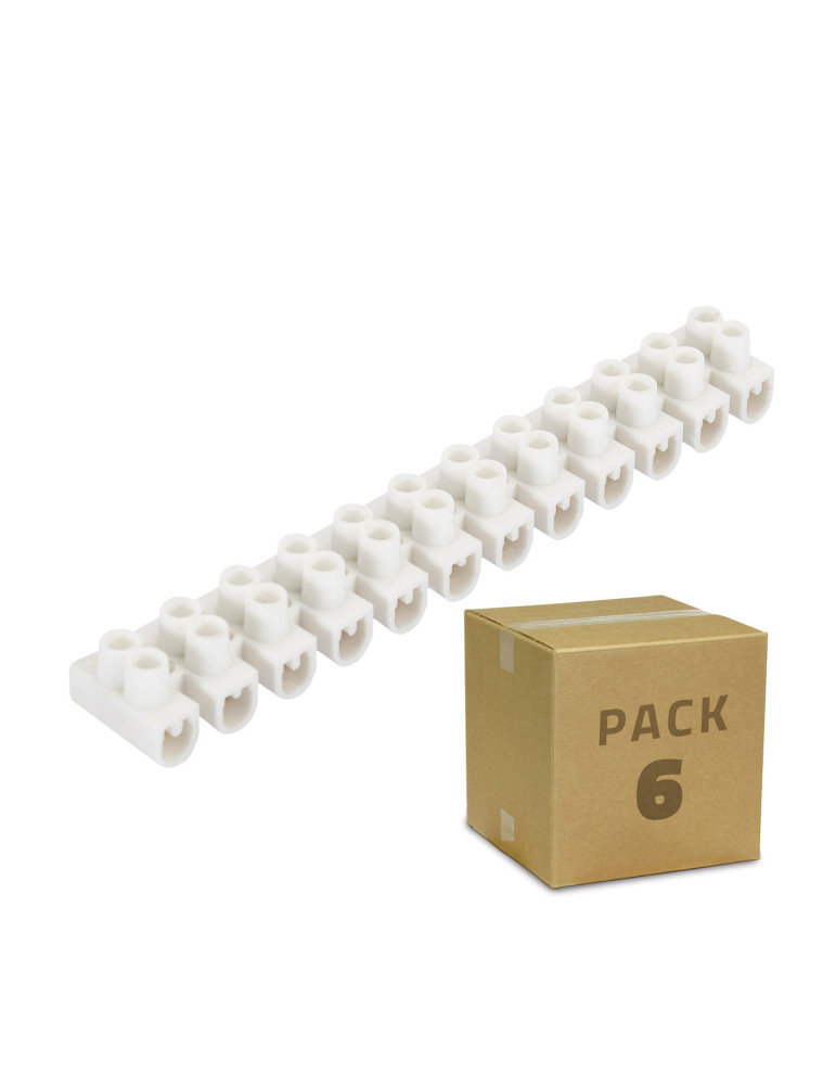 Pack 6 unidades de Clema Regleta de 12 Conectores de Cable Eléctrico Blanco