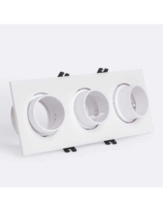 Collerette Downlight Carré Orientable Faible UGR pour trois Ampoules LED GU10 / GU5.3 Taille 75x235 mm Suefix