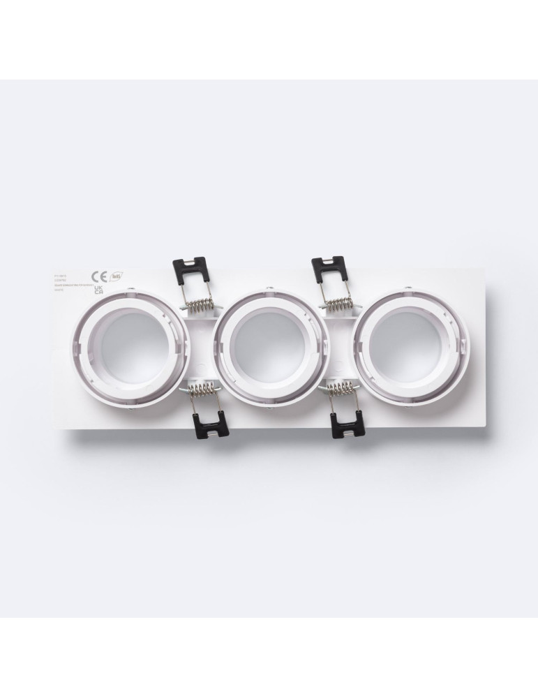 Collerette Downlight Carré Orientable Faible UGR pour trois Ampoules LED GU10 / GU5.3 Taille 75x235 mm Suefix