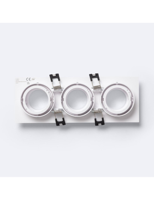 Collerette Downlight Carré Orientable Faible UGR pour trois Ampoules LED GU10 / GU5.3 Taille 75x235 mm Suefix