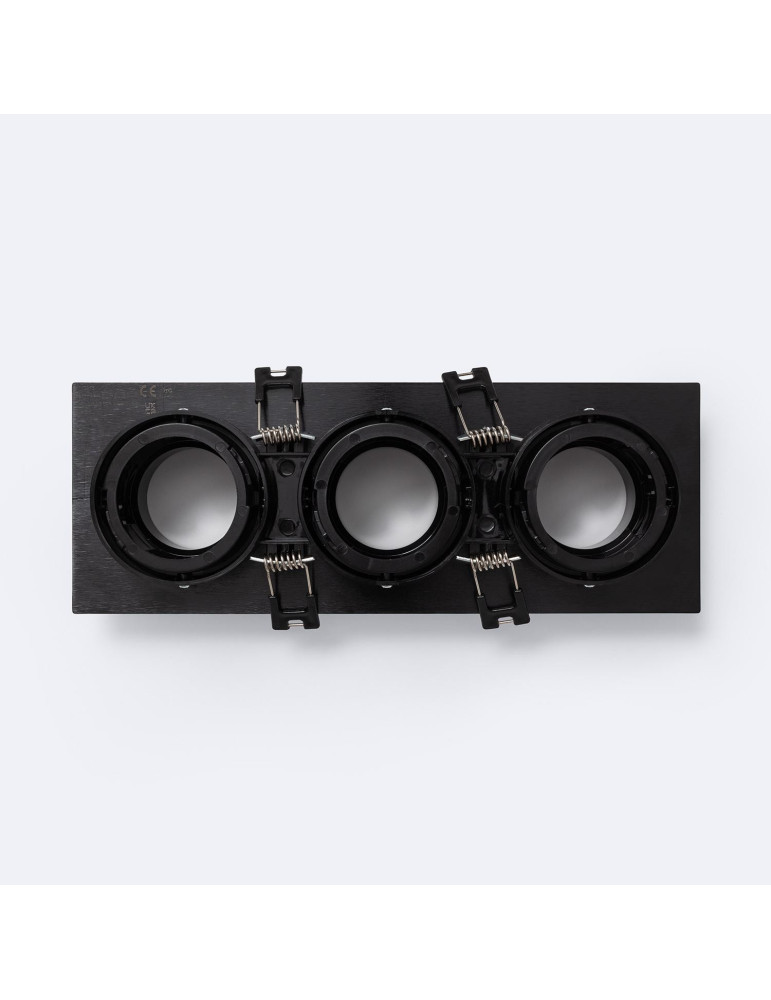 Collerette Downlight Carré Orientable Faible UGR pour trois Ampoules LED GU10 / GU5.3 Taille 75x235 mm Suefix