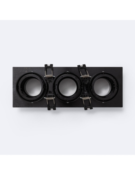 Collerette Downlight Carré Orientable Faible UGR pour trois Ampoules LED GU10 / GU5.3 Taille 75x235 mm Suefix