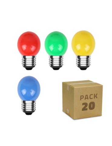 Pack 20 Ampoules LED E27 3W 300 lm G45 4 Couleurs