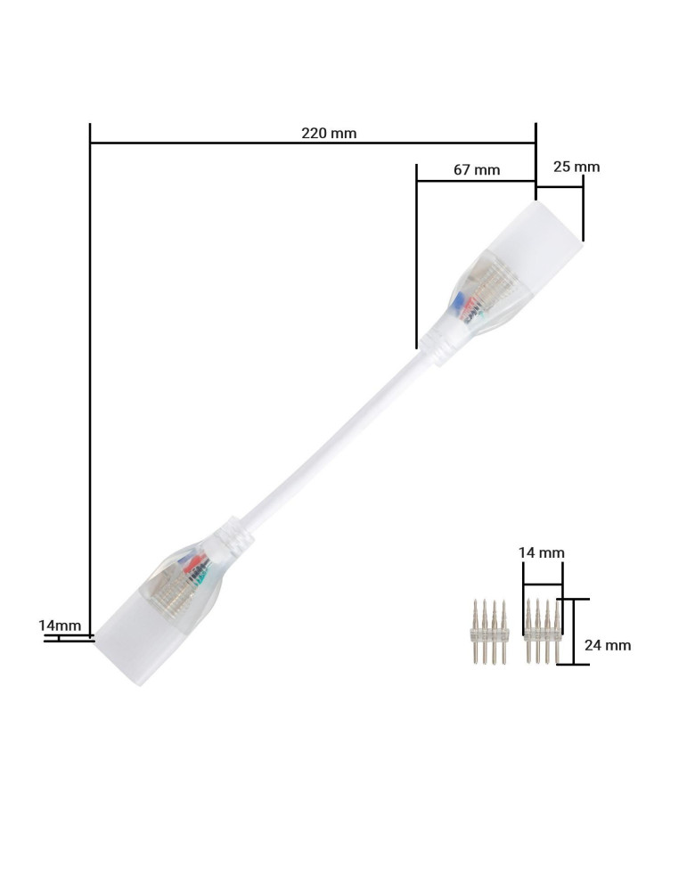 Câble Connecteur Gaine Néon LED Flexible Dimmable 11W/m 220V AC 60 LED/m Semi-circulaire 180° RGB IP67 sur Mesure Coupe Tous les