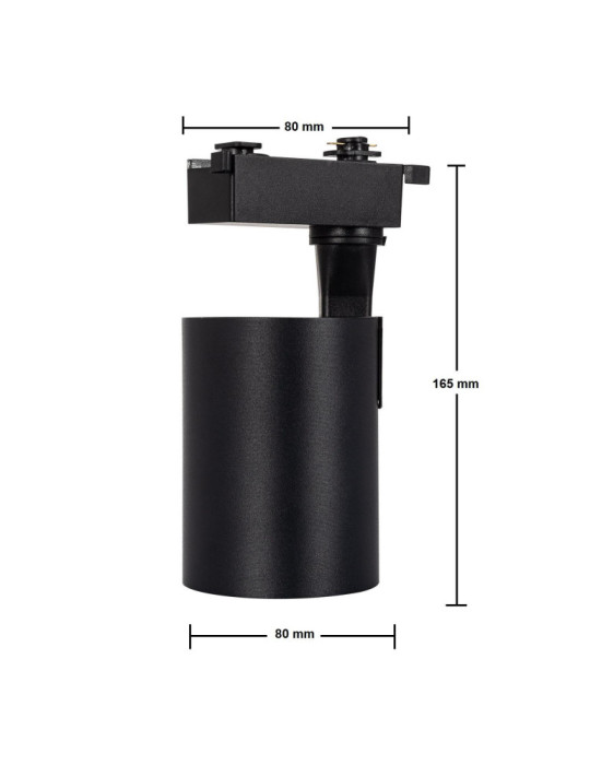 Spot LED sur Rail Monophasé 20W Bron Noir