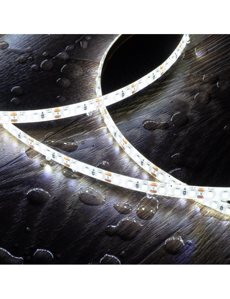 Ruban LED 12V DC SMD2835 120LED/m 5m IP65 Largeur 8mm Coupe 2.5cm