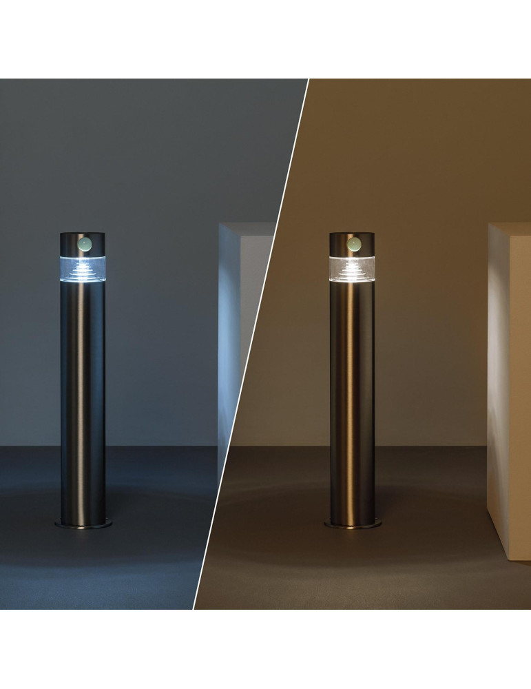 Balise Solaire LED Extérieure 1.5W en Saillie sur Pied 50cm avec Détecteur de Mouvement Inti Inox