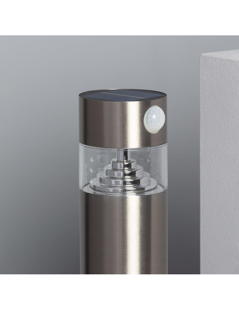 Balise Solaire LED Extérieure 1.5W en Saillie sur Pied 50cm avec Détecteur de Mouvement Inti Inox