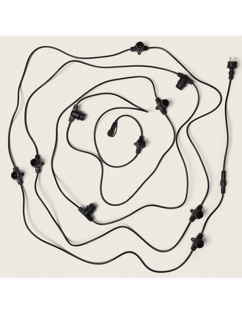 Guirlande LED Extérieure avec 10 Douilles B22 10m Noir IP44