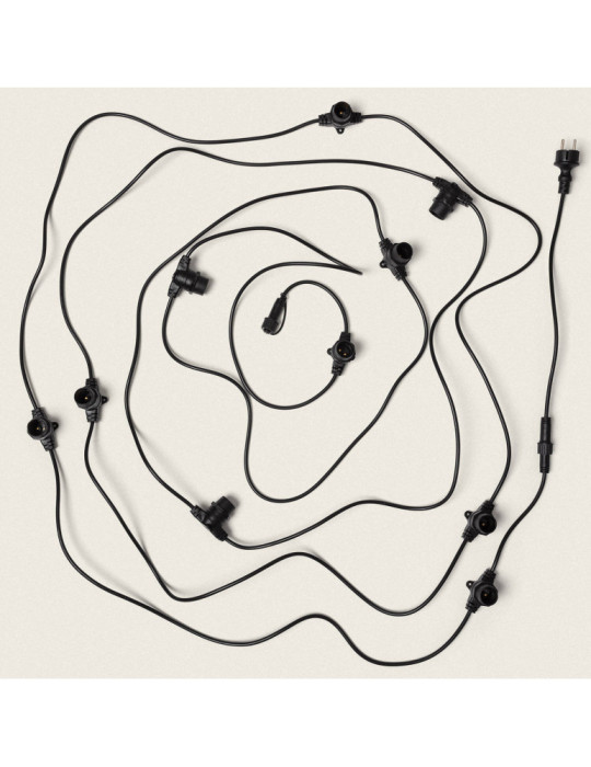 Guirlande LED Extérieure avec 10 Douilles B22 10m Noir IP44