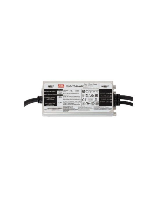 Driver MEAN WELL 100-240V IP67 Sortie 27-56V DC 1300-2100mA 75W XLG-75-H-AB