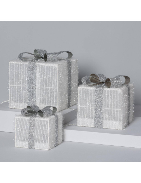 Pack de 3 Boîtes Cadeaux de Noël LED Ribbon