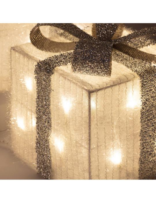 Pack de 3 Boîtes Cadeaux de Noël LED Ribbon