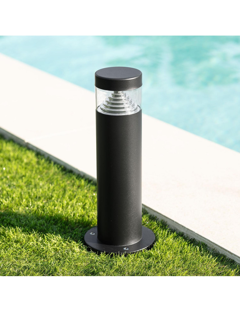 Balise LED Extérieure 5W en Saillie sur Pied 30cm Inti Inox Noire
