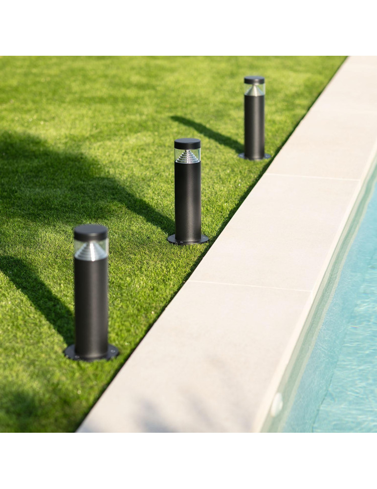 Balise LED Extérieure 5W en Saillie sur Pied 30cm Inti Inox Noire