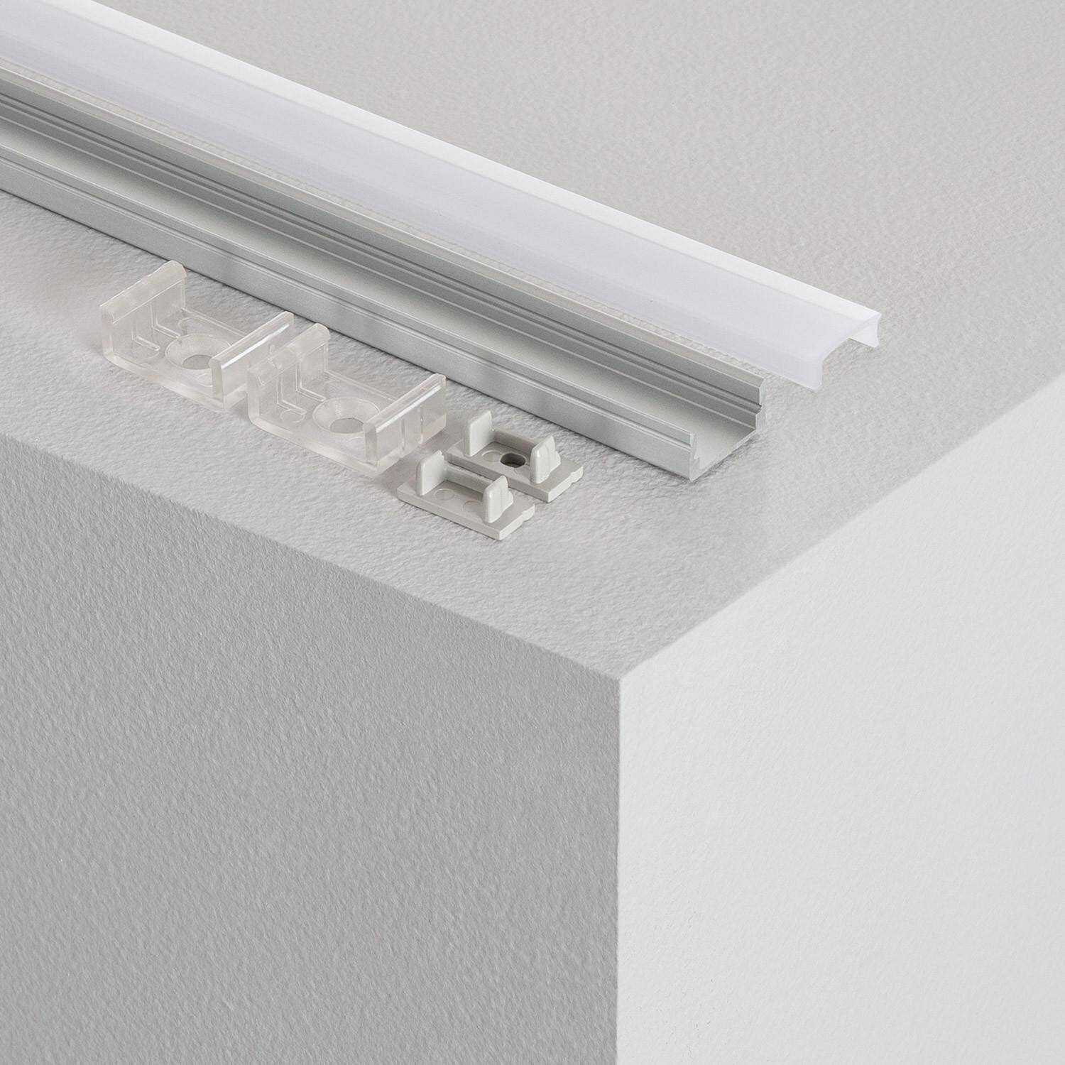 Profilé Aluminium en Saillie avec Capot Continu pour Ruban LED jusqu'à 12mm 20m Capot translucide