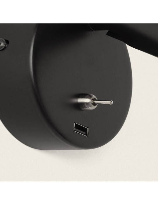 Lampe Murale LED 2.5W Ronde Aluminium avec Port USB Gazny