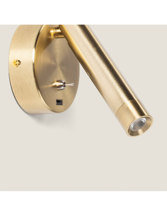 Lampe Murale LED 2.5W Ronde Aluminium avec Port USB Gazny