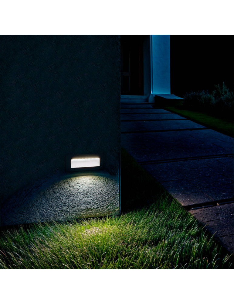 Balise LED Extérieure 6W Encastrable au Mur Rectangulaire Groult Blanche
